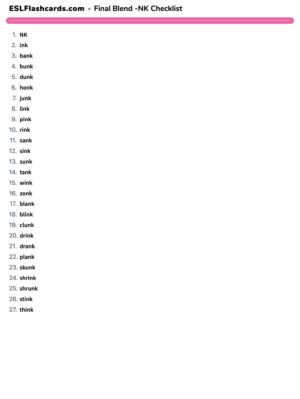 Preview of Checklist, Set 5 - NK