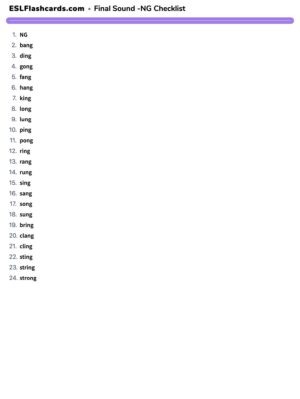 Preview of Checklist, Set 4 - NG