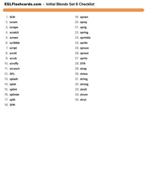Preview of Checklist, Set 6 - 3-letter blends