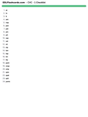 Preview of Checklist, Set 1 - s a t p i n