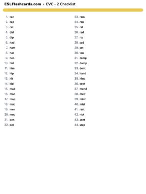 Preview of Checklist, Set 2 - c k e h r m d