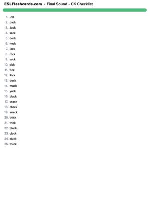 Preview of Checklist, CK