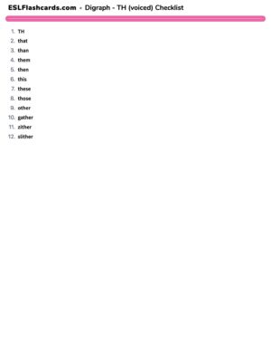 Preview of Checklist, TH - voiced