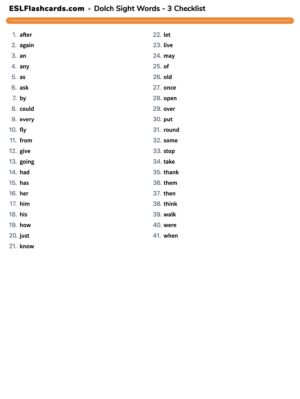Preview of Checklist, Set 3 (Grade 1)