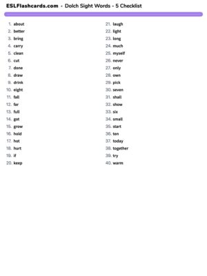 Preview of Checklist, Set 5 (Grade 3)