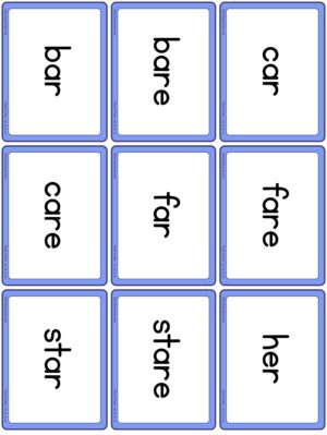 Preview of Word cards, Set 4 - AR, ER, IR, UR