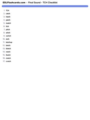 Preview of Checklist, TCH