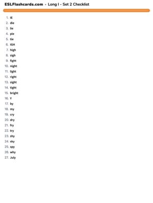 Preview of Checklist, Long I - Set 2