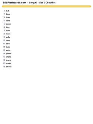 Preview of Checklist, Long O - Set 1