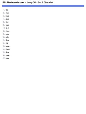 Preview of Checklist, Long OO - Set 2