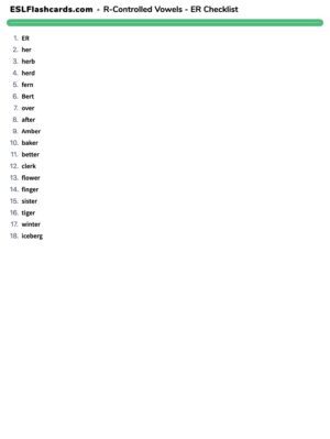 Preview of Checklist, ER