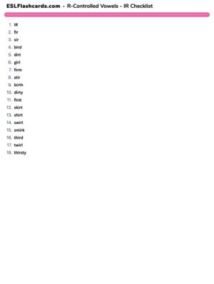 Preview of Checklist, IR