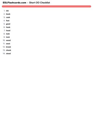 Preview of Checklist, Short OO