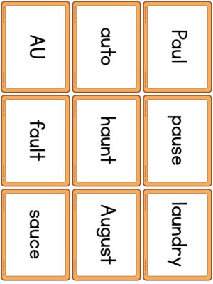 Preview of Word cards, AW-AU-AL