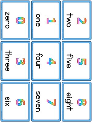 Preview of Numbers with spelling, Small, Rainbow
