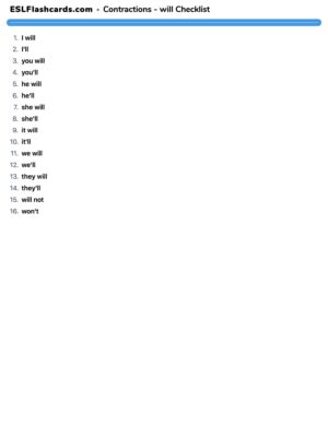 Preview of Checklist, will