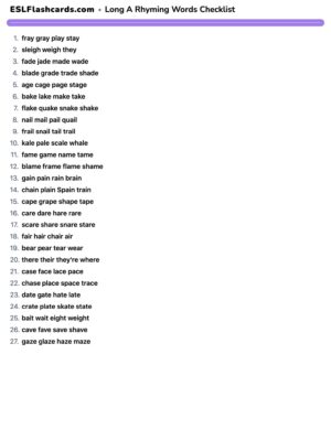 Preview of Checklist, Long A