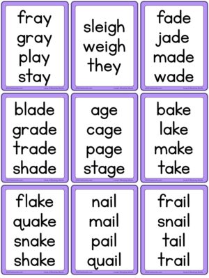 Preview of Word cards, Small, Long A