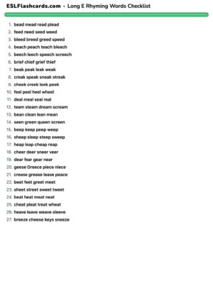 Preview of Checklist, Long E
