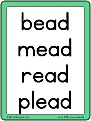 Preview of Word cards, Large, Long E