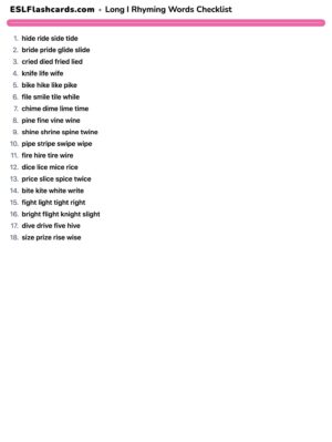 Preview of Checklist, Long I
