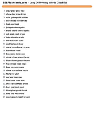 Preview of Checklist, Long O