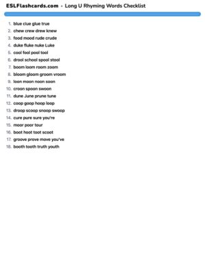 Preview of Checklist, Long U - OO