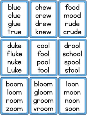 Preview of Word cards, Small, Long U - OO