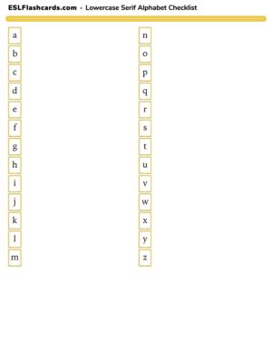Preview of Checklist, lowercase