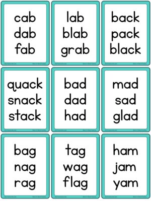 Preview of Word cards, Small, Short A