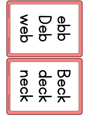 Preview of Word cards, Medium, Short E