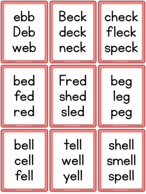 Preview of Word cards, Small, Short E