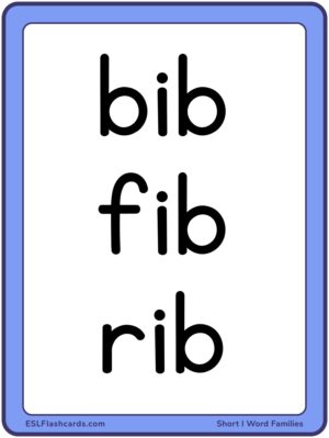 Preview of Word cards, Large, Short I