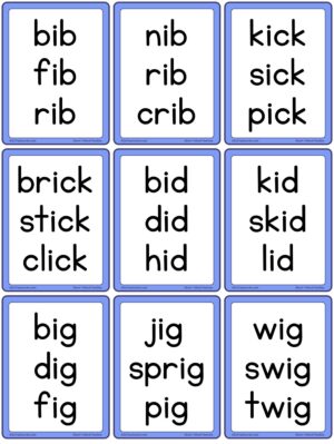 Preview of Word cards, Small, Short I