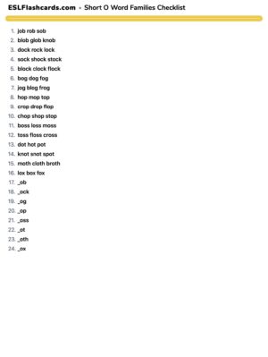 Preview of Checklist, Short O