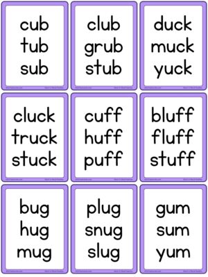 Preview of Word cards, Small, Short U