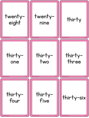 Preview of Word cards, Small, 28 to 54