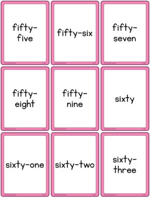 Preview of Word cards, Small, 55 to 81
