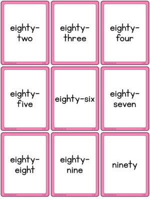 Preview of Word cards, Small, 82 to 108