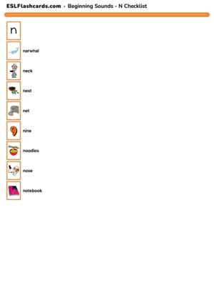 Preview of Checklist, N to S