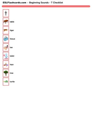 Preview of Checklist, T to Z
