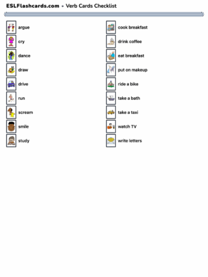 Preview of Checklist of verbs