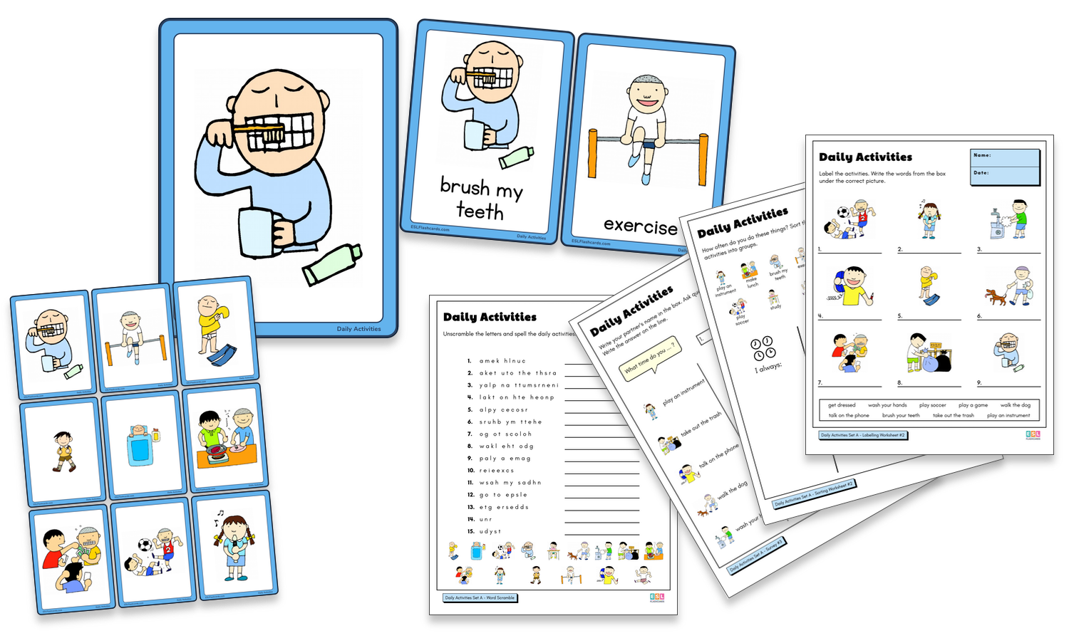 flashcard and worksheet examples