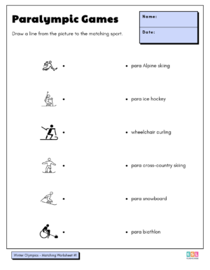 Paralympic Games Matching Worksheet